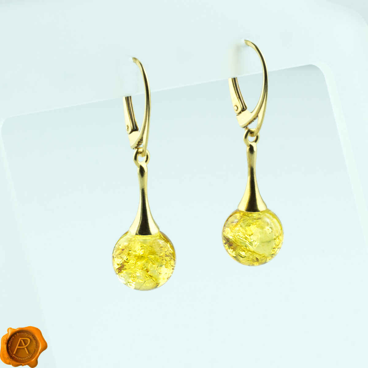 Lemon Amber Gold Earrings - Image 3