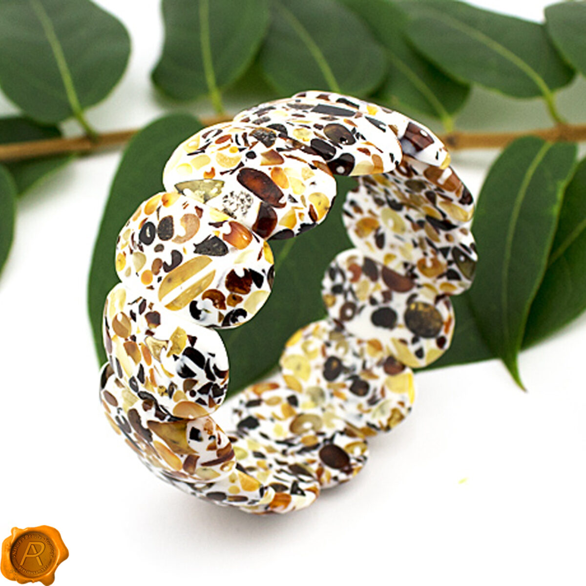 Mosaic Amber Bangle Bracelet - Image 2