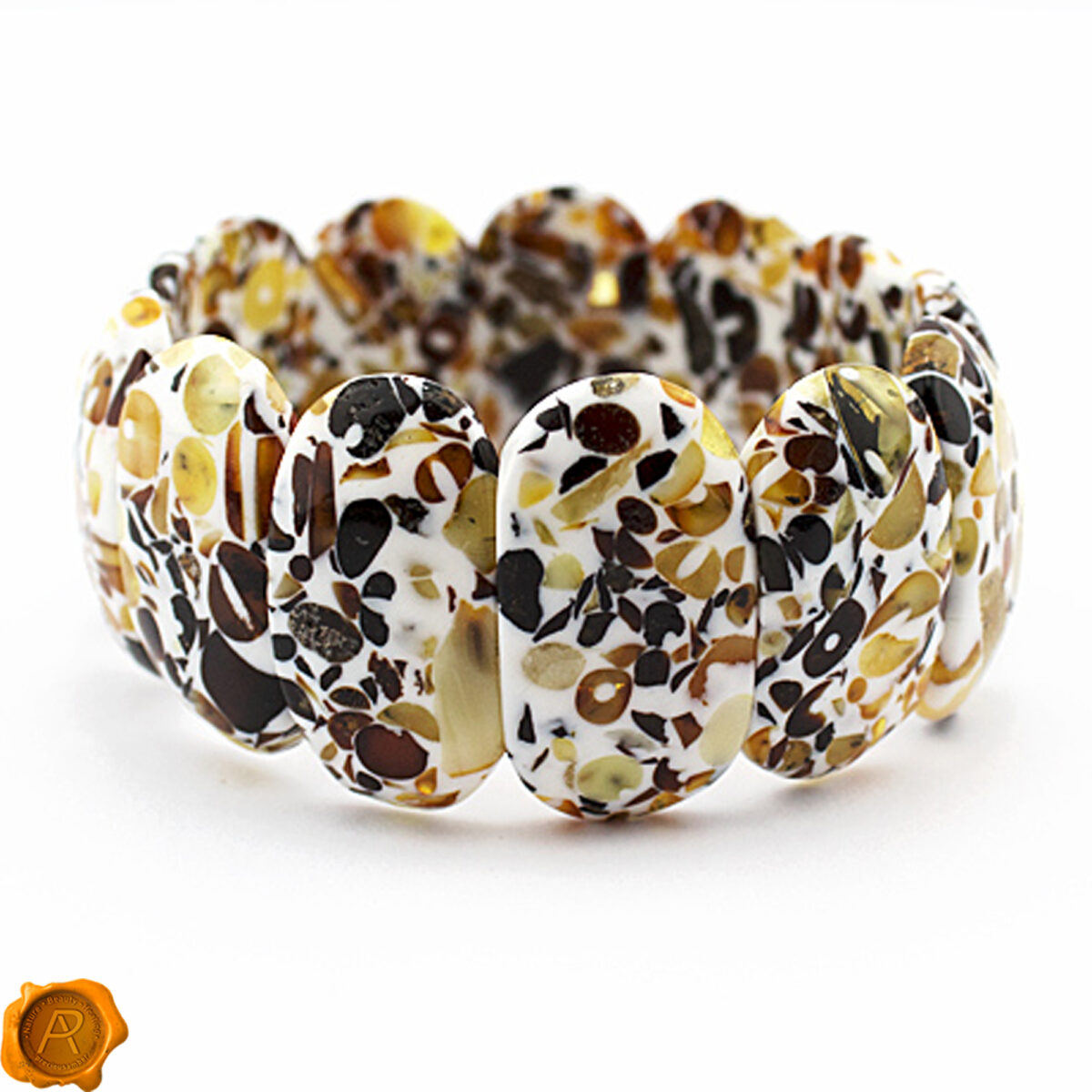 Mosaic Amber Bangle Bracelet - Image 1