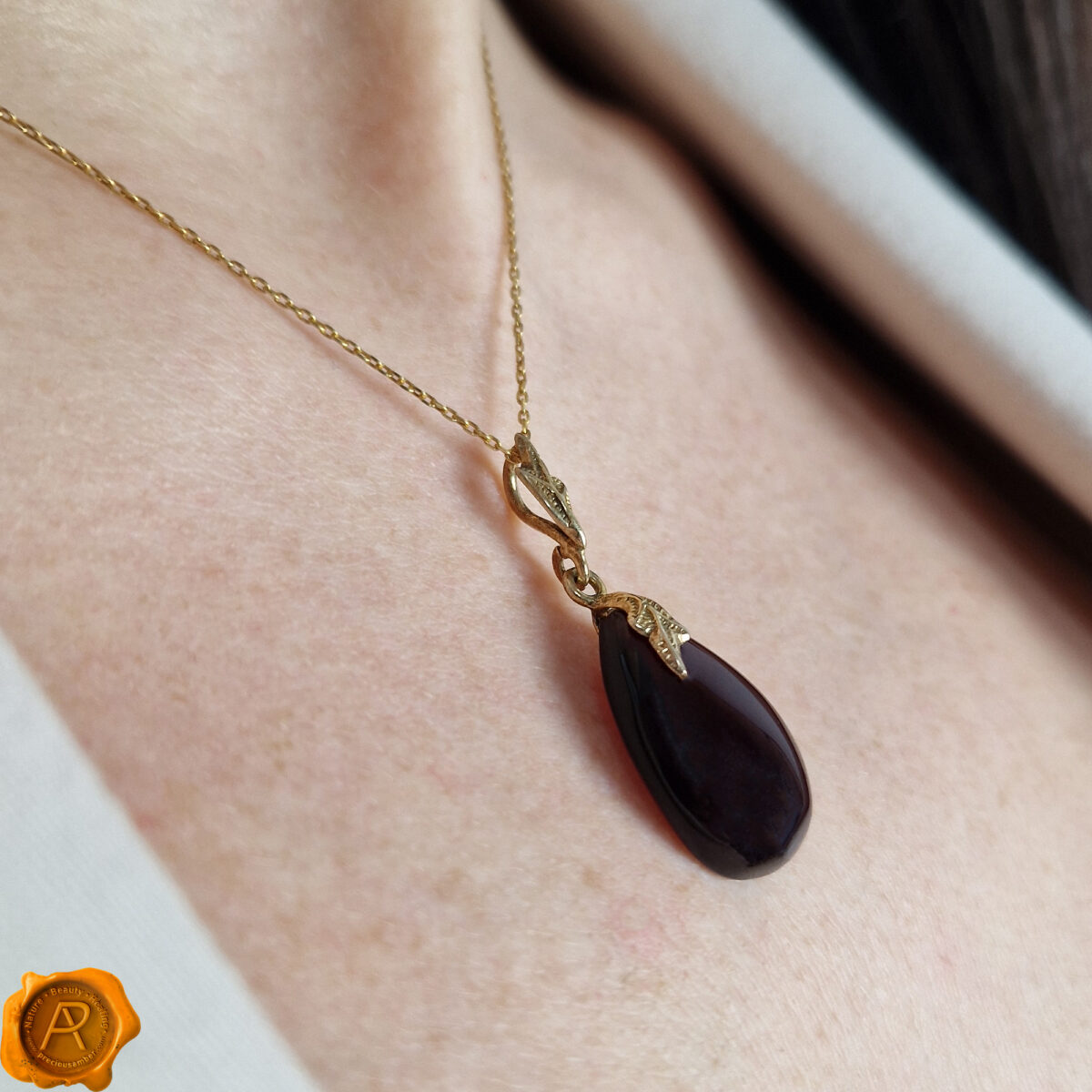 Cherry Amber Gold Teardrop - Image 2