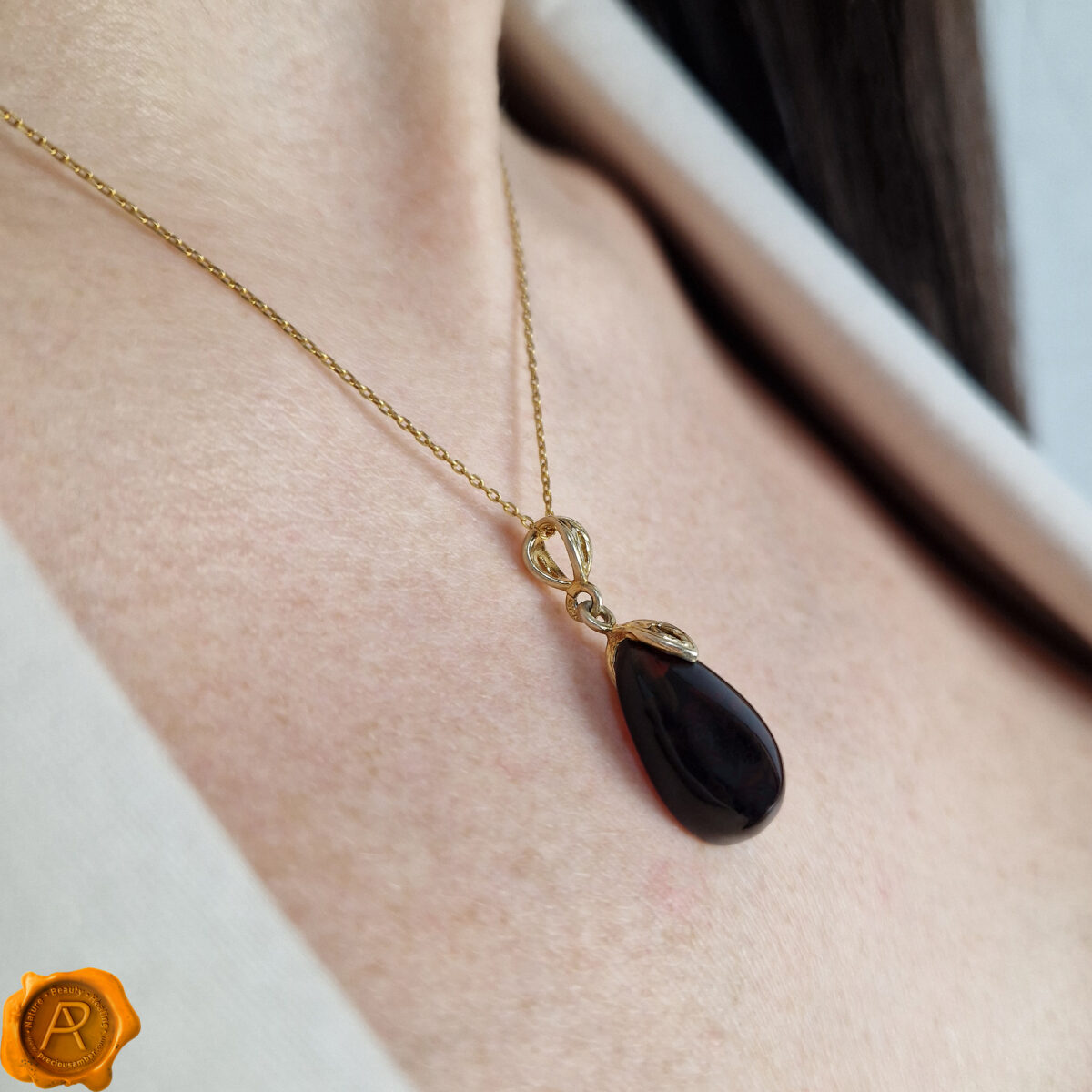 Cherry Amber Gold Teardrop - Image 2