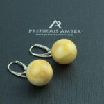 Rare White Marble Amber Earrings