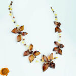 Amber Flower Necklace Cognac