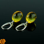 Faceted Amber Olive Earrings