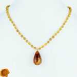 Amber Gold Teardrop Necklace - Image 5