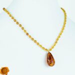 Amber Gold Teardrop Necklace