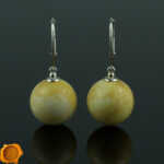 Rare White Marble Amber Earrings - Image 2