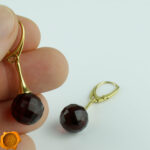 Cherry Amber Gold Earrings - Image 2