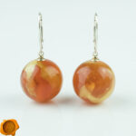 Rare Beeswax Amber Sphere Earrings - Image 3
