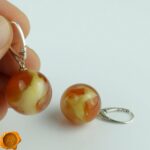 Rare Beeswax Amber Sphere Earrings - Image 5