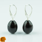 Black Cherry Amber Earrings - Image 2