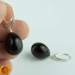 Black Cherry Amber Earrings - Image 4
