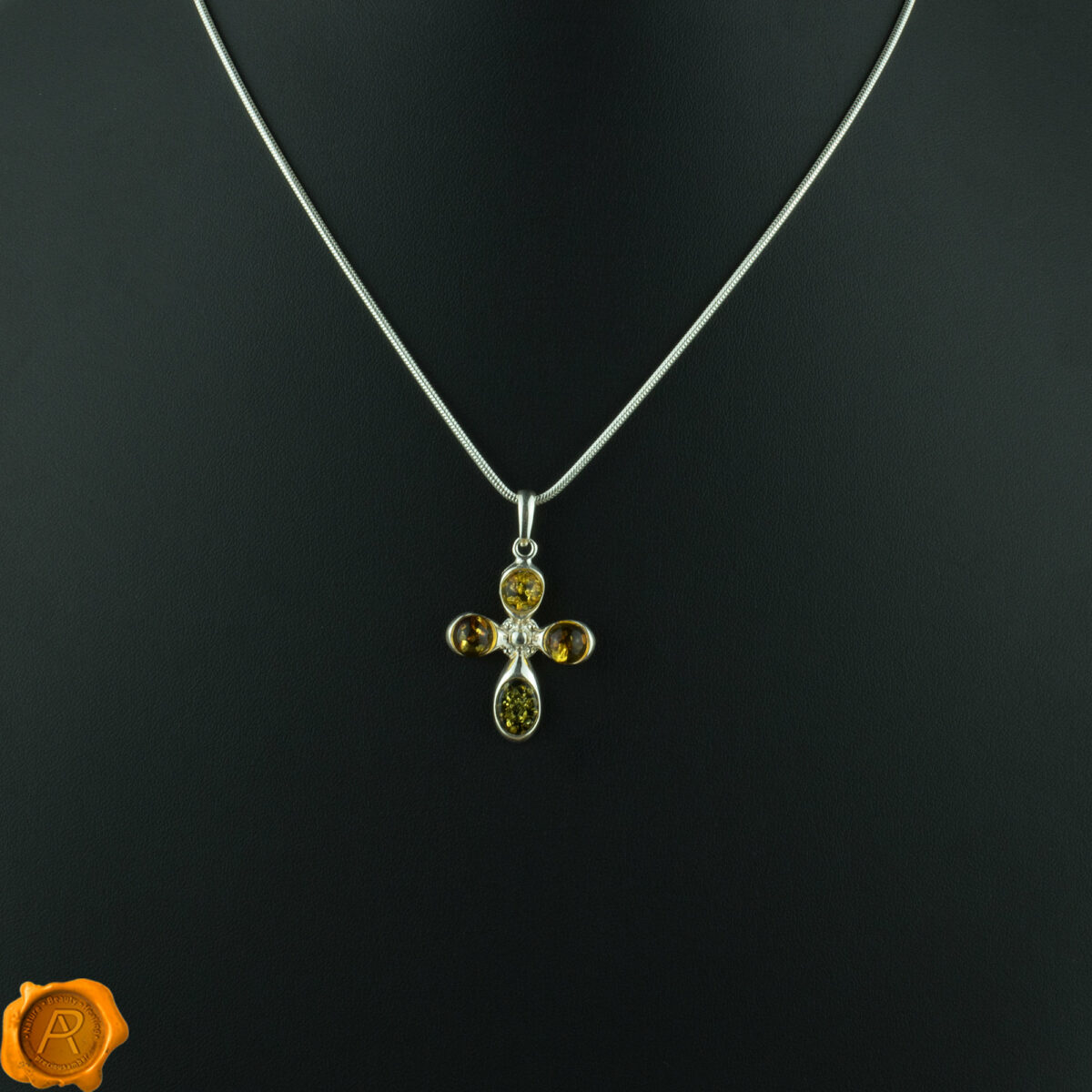 Multicolor Amber Cross Pendant - Image 4