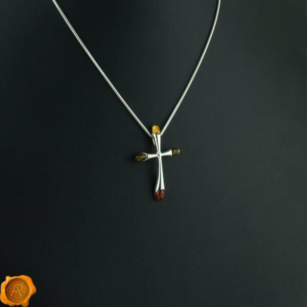 Elegant Amber Cross Pendant
