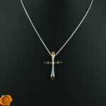 Elegant Amber Cross Pendant - Image 3