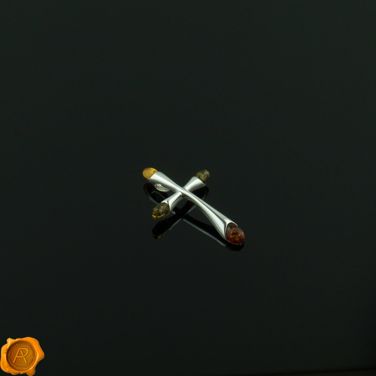 Elegant Amber Cross Pendant - Image 2