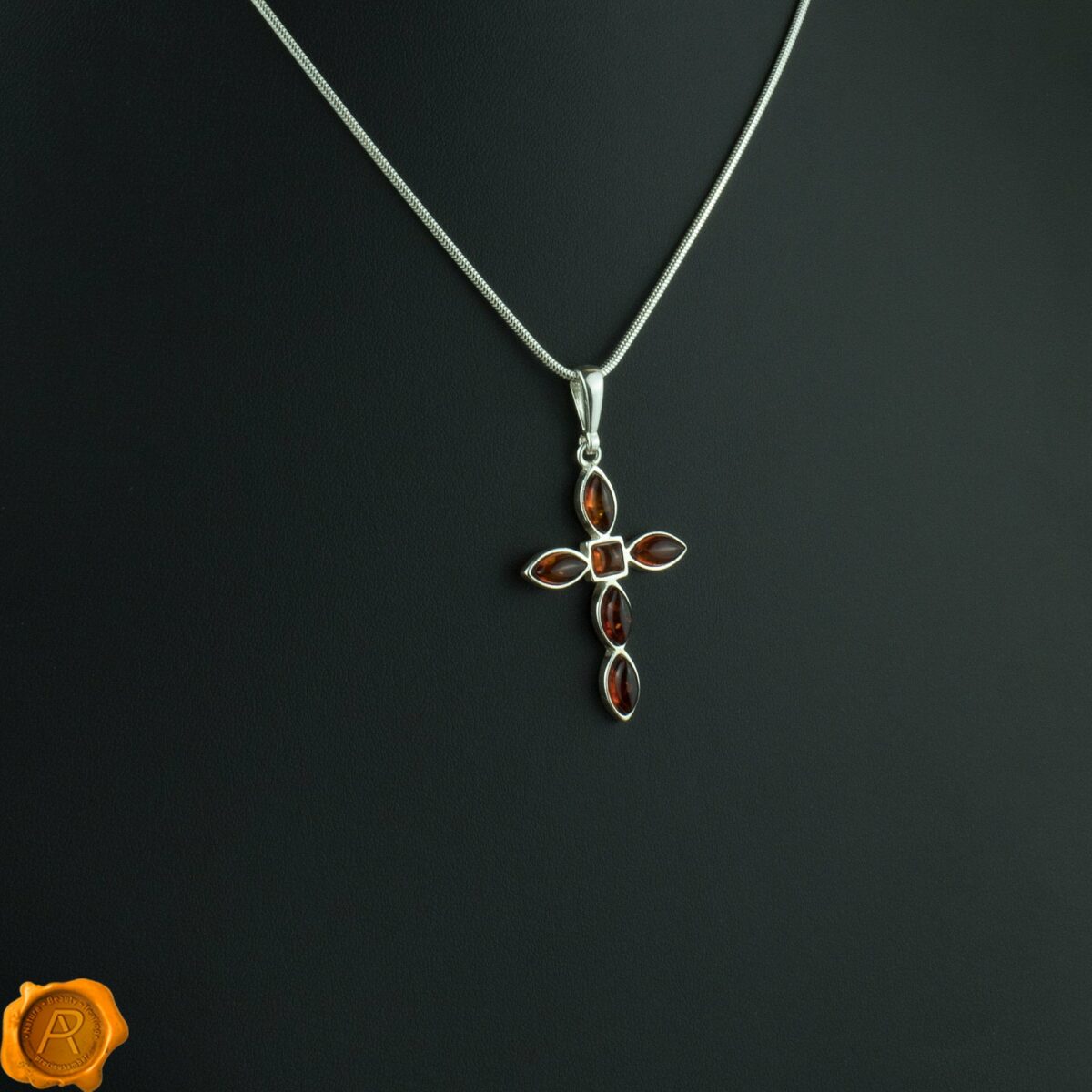 Cognac Amber Cross Pendant - Image 3