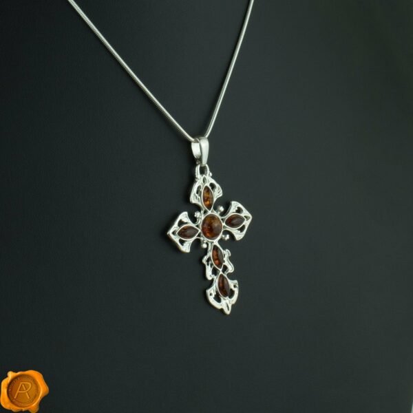 Large Amber Cross Pendant