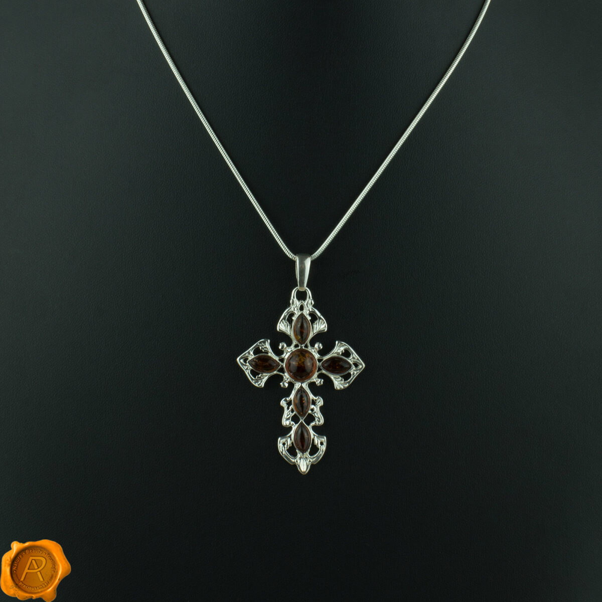 Large Amber Cross Pendant - Image 3