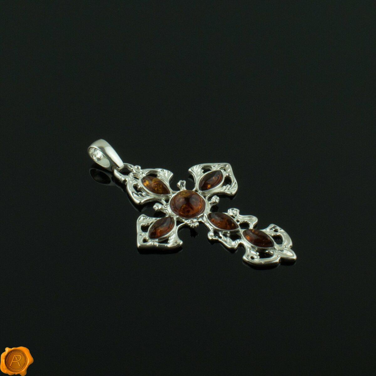 Large Amber Cross Pendant - Image 2