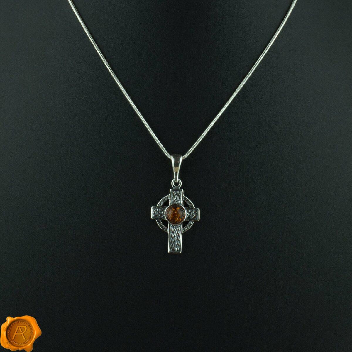 Celtic Cross Amber Pendant - Image 3