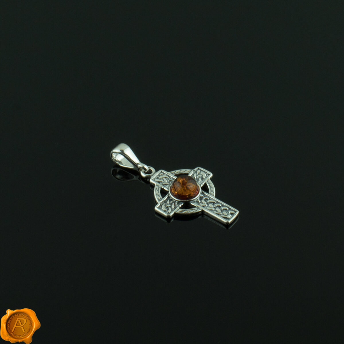 Celtic Cross Amber Pendant - Image 2