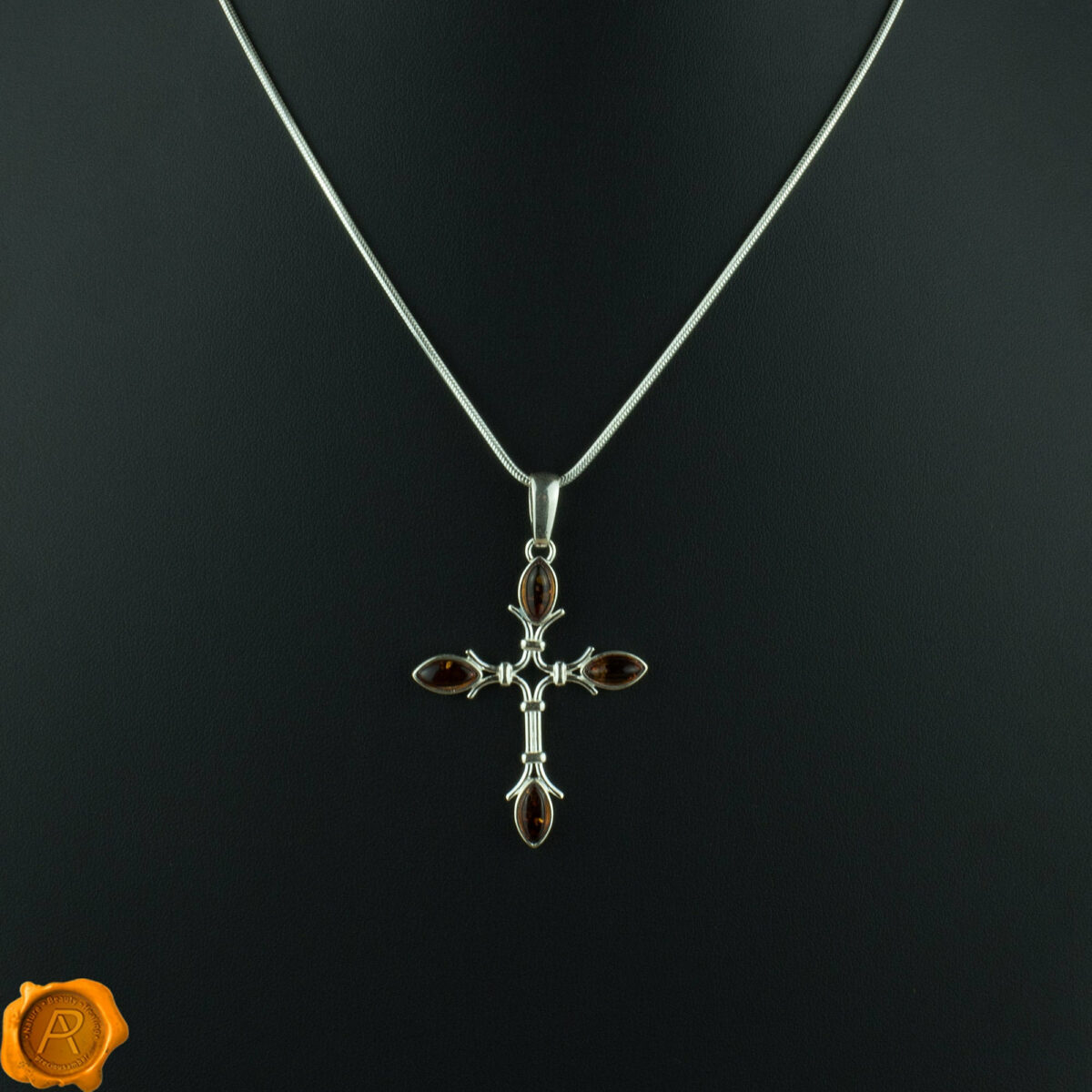 Cognac Amber Cross Pendant - Image 3