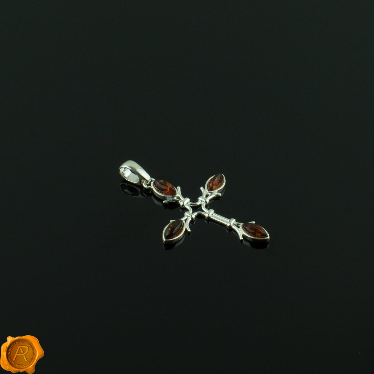 Cognac Amber Cross Pendant - Image 2