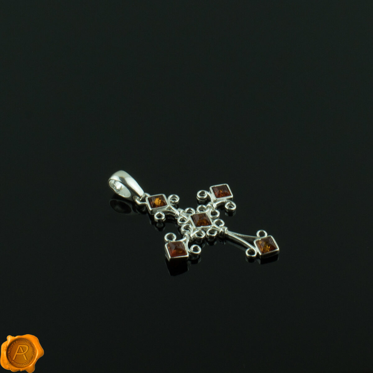 Cognac Amber Cross Pendant - Image 2