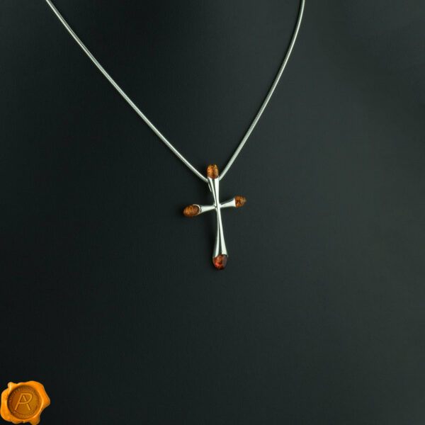 Elegant Amber Cross Pendant