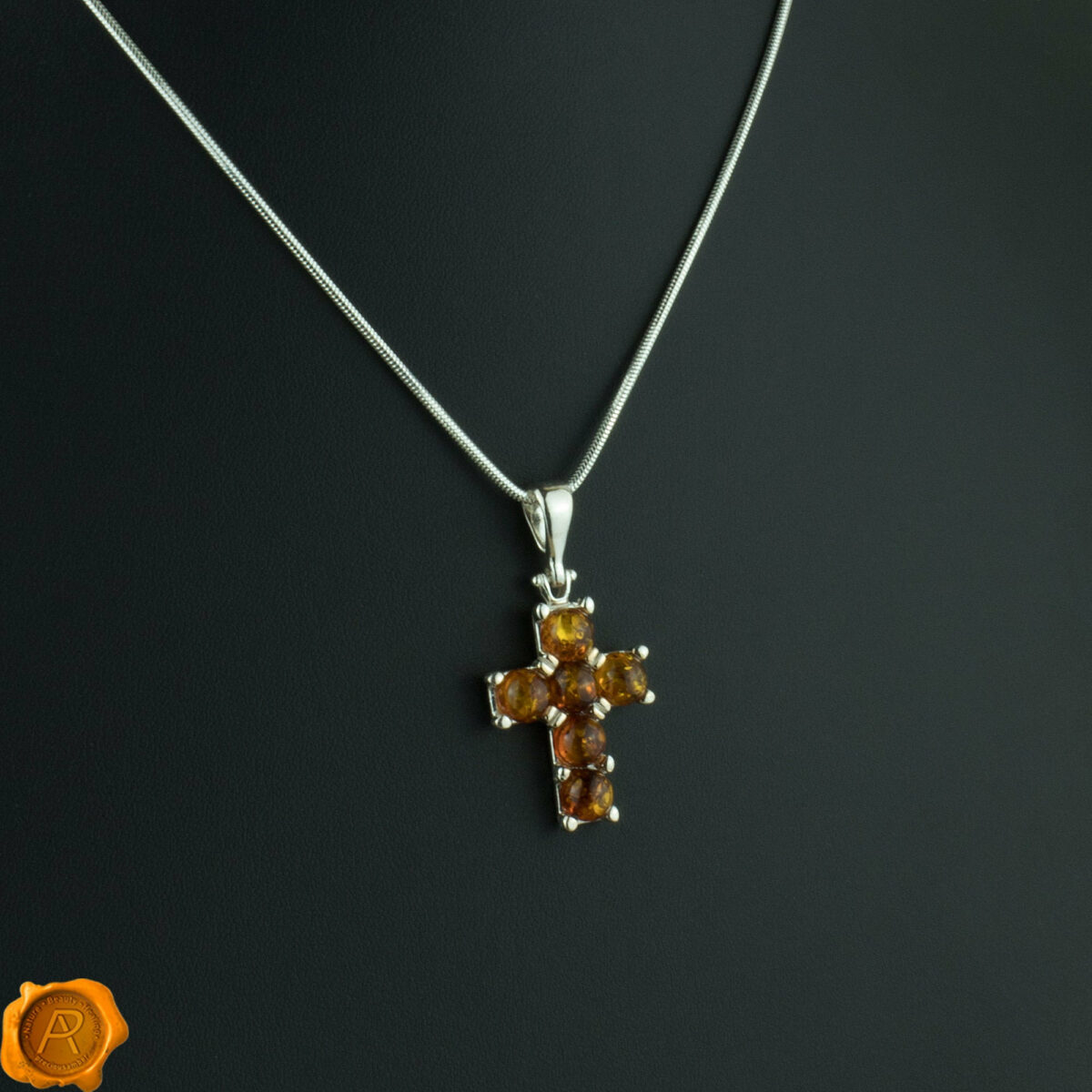 Cognac Amber Cross Pendant - Image 1
