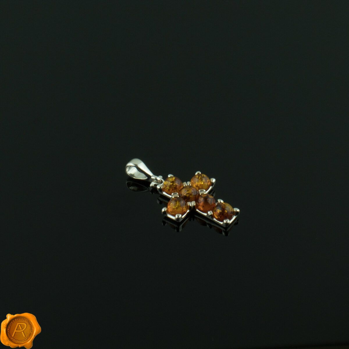 Cognac Amber Cross Pendant - Image 2