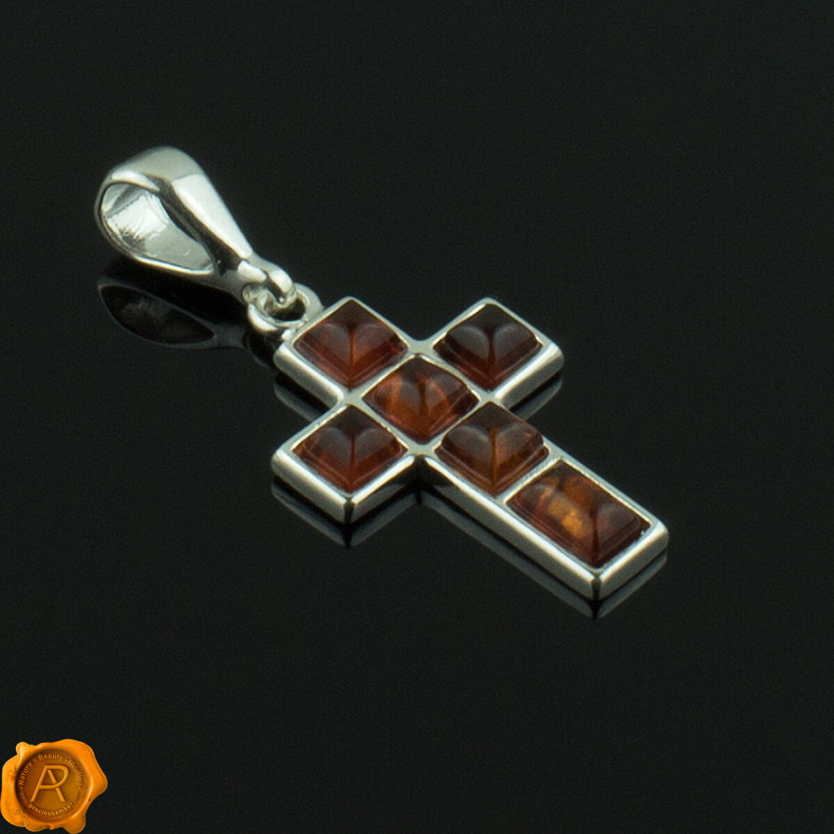 Cognac Amber Cross Pendant - Image 2