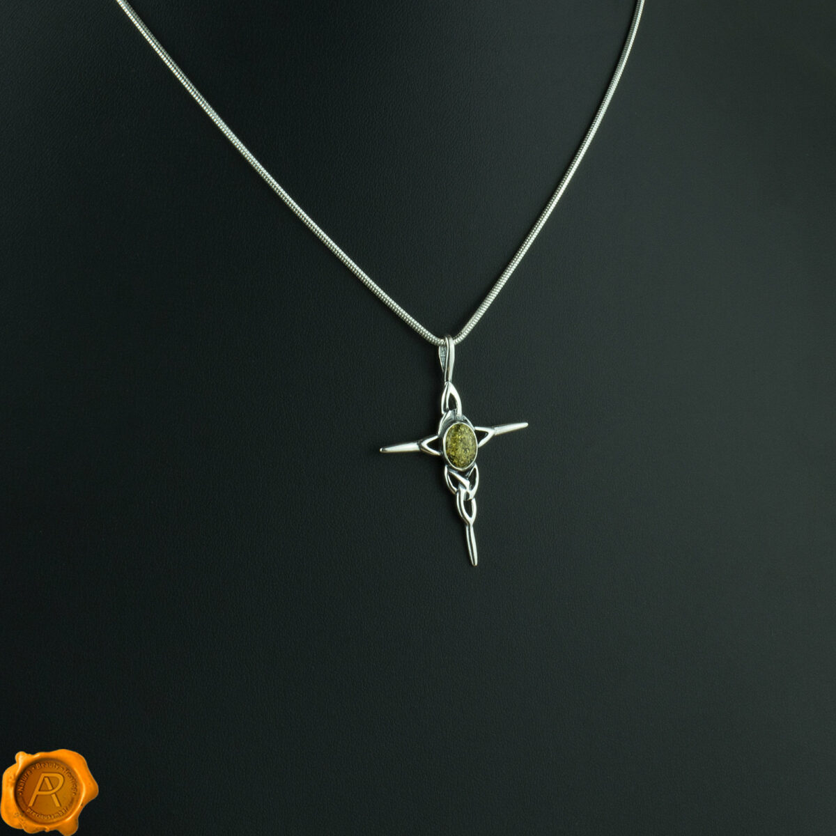 Celtic Green Amber Cross - Image 1