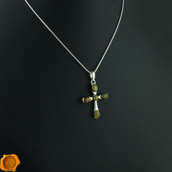 Green Amber Cross Pendant