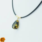 Green Amber Gold Choker Pendant - Image 3