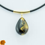 Green Amber Gold Choker Pendant
