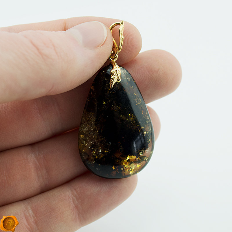 Silver Amber Pendant Baltic Amber-Decorative Cherry Amber Pendant Cherry