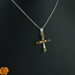 Multicolor Amber Cross Pendant