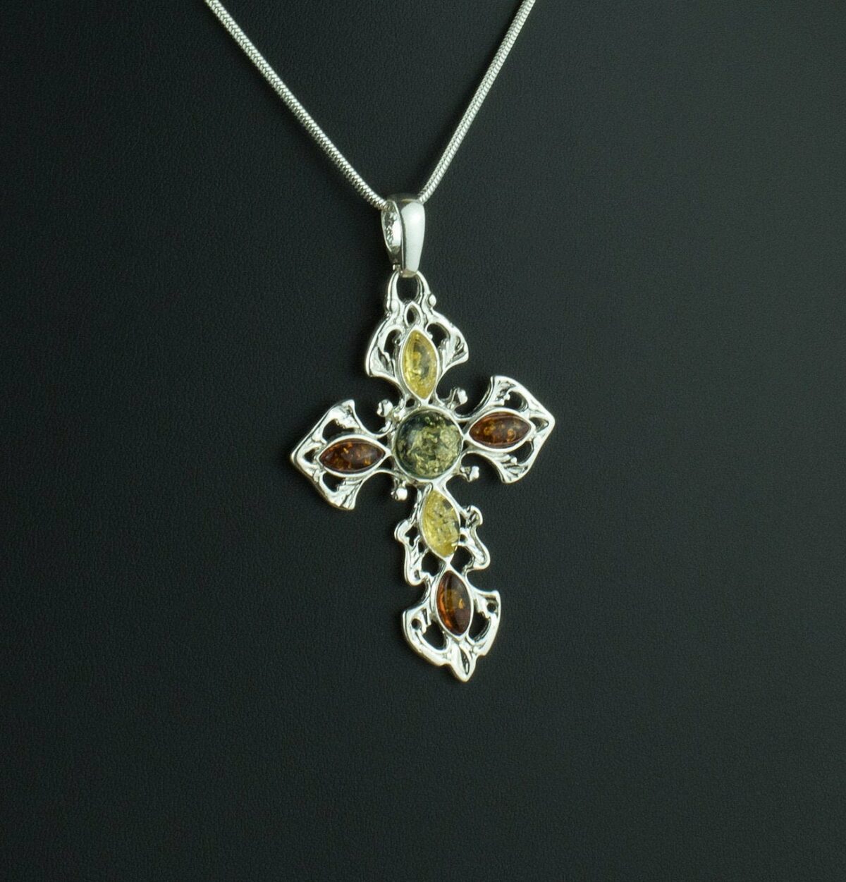 Large Amber Cross Pendant - Image 1