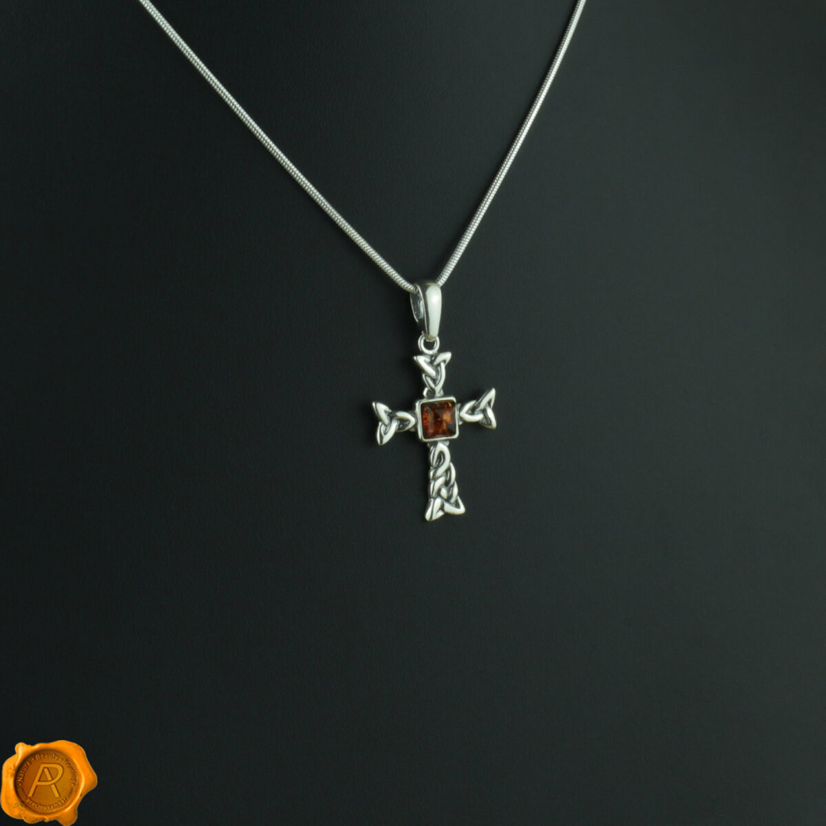 Celtic Cross Amber Pendant - Image 1