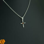 Dainty Amber Cross Pendant