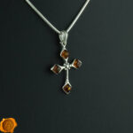Dainty Amber Cross Pendant