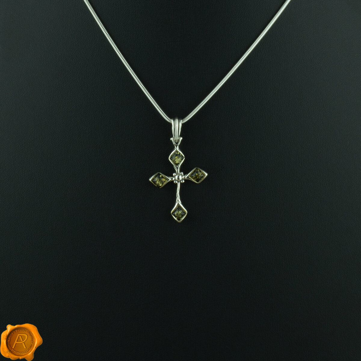 Dainty Green Amber Cross - Image 3