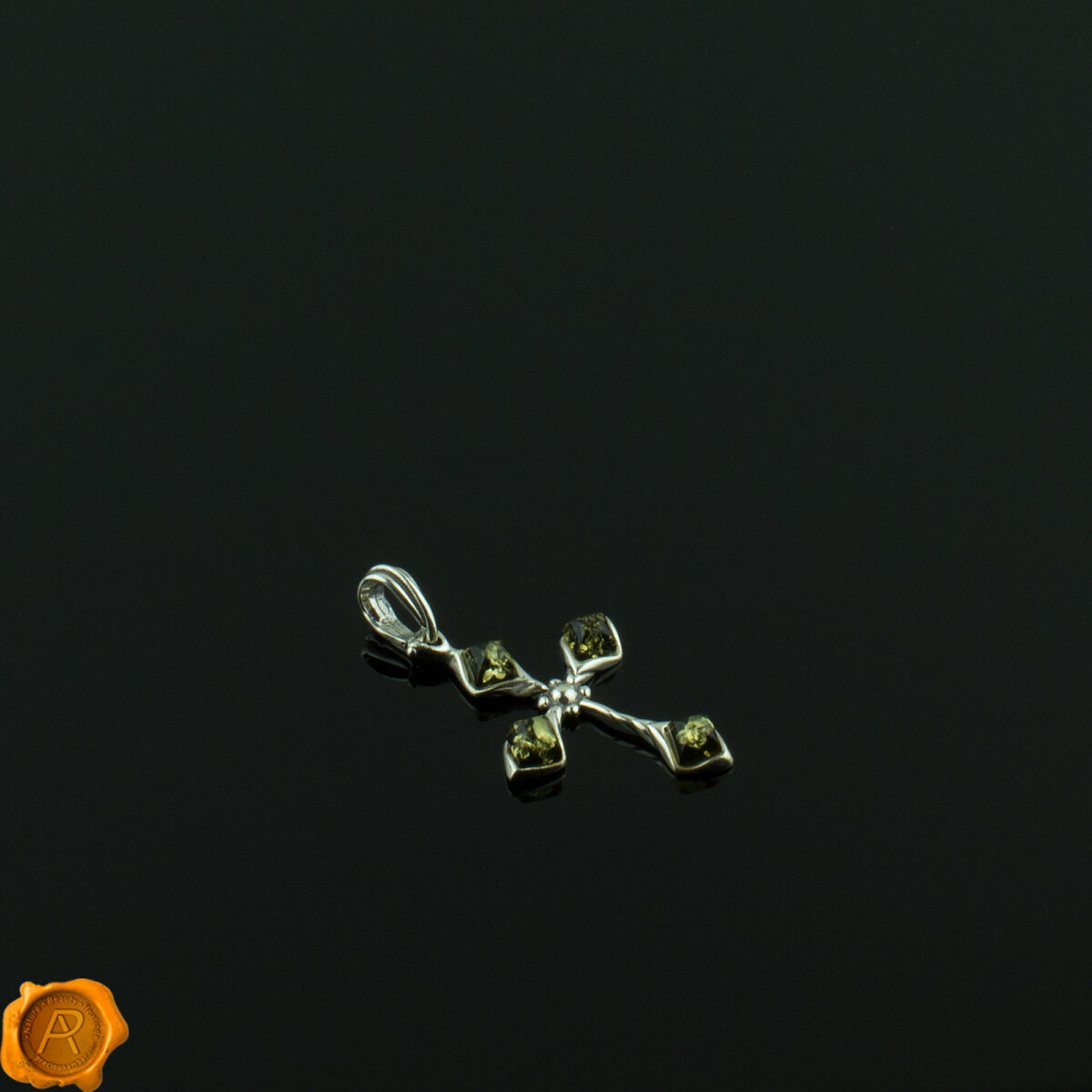 Dainty Green Amber Cross - Image 2