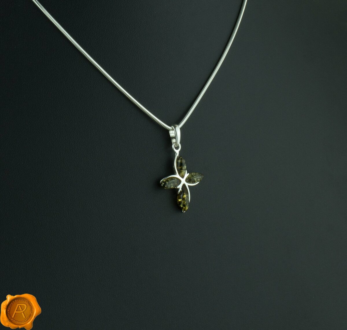 Dainty Green Amber Cross - Image 1