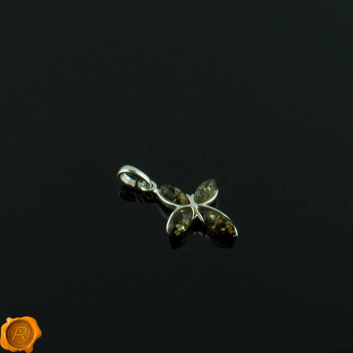Dainty Green Amber Cross - Image 2