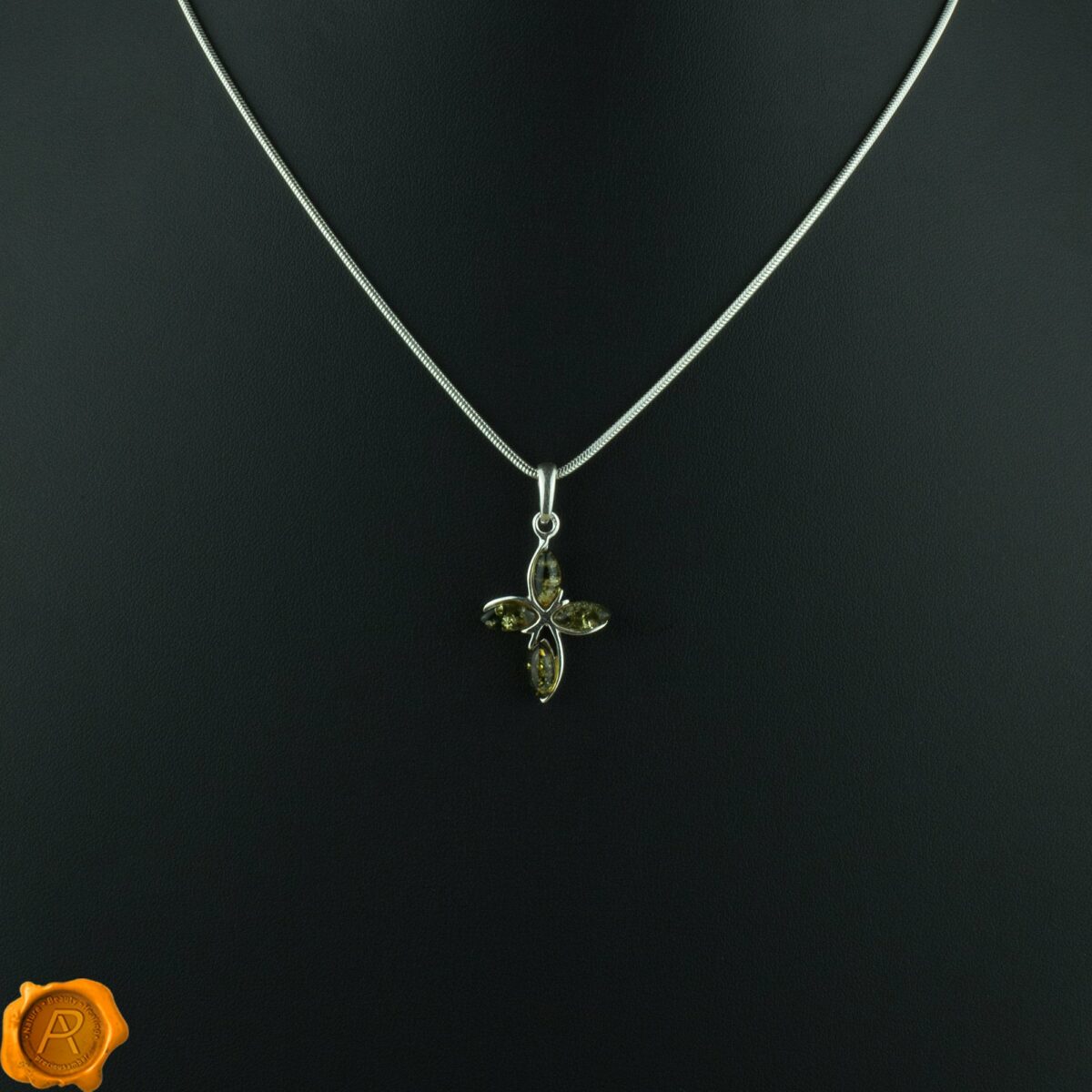 Dainty Green Amber Cross - Image 3