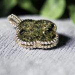 Green Baltic Amber Luck Clover Silver Teardrop Pendant Charm Drop Gemstone Necklace Green Stone Irish Jewellery