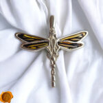 Carved Amber Dragonfly Silver Pendant - Image 5